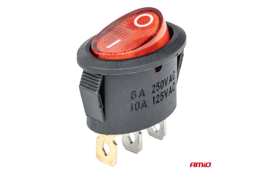 Buton On/Off Amio cu 3 pini si semnalizare luminoasa, 12V, 20A