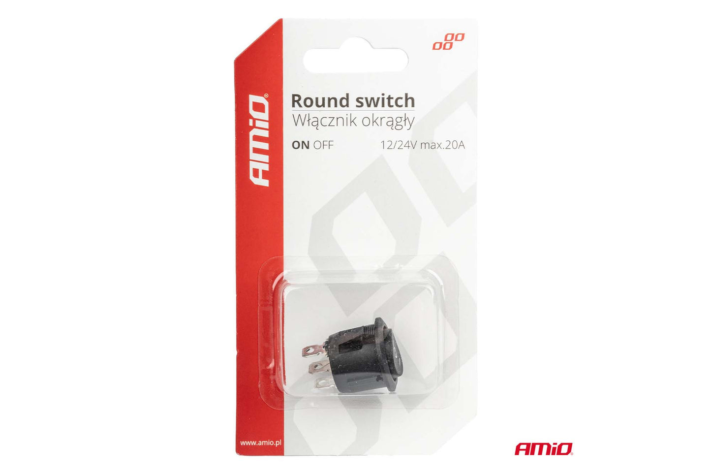 Amio on/off switch with 3 pins, 12V, 20A
