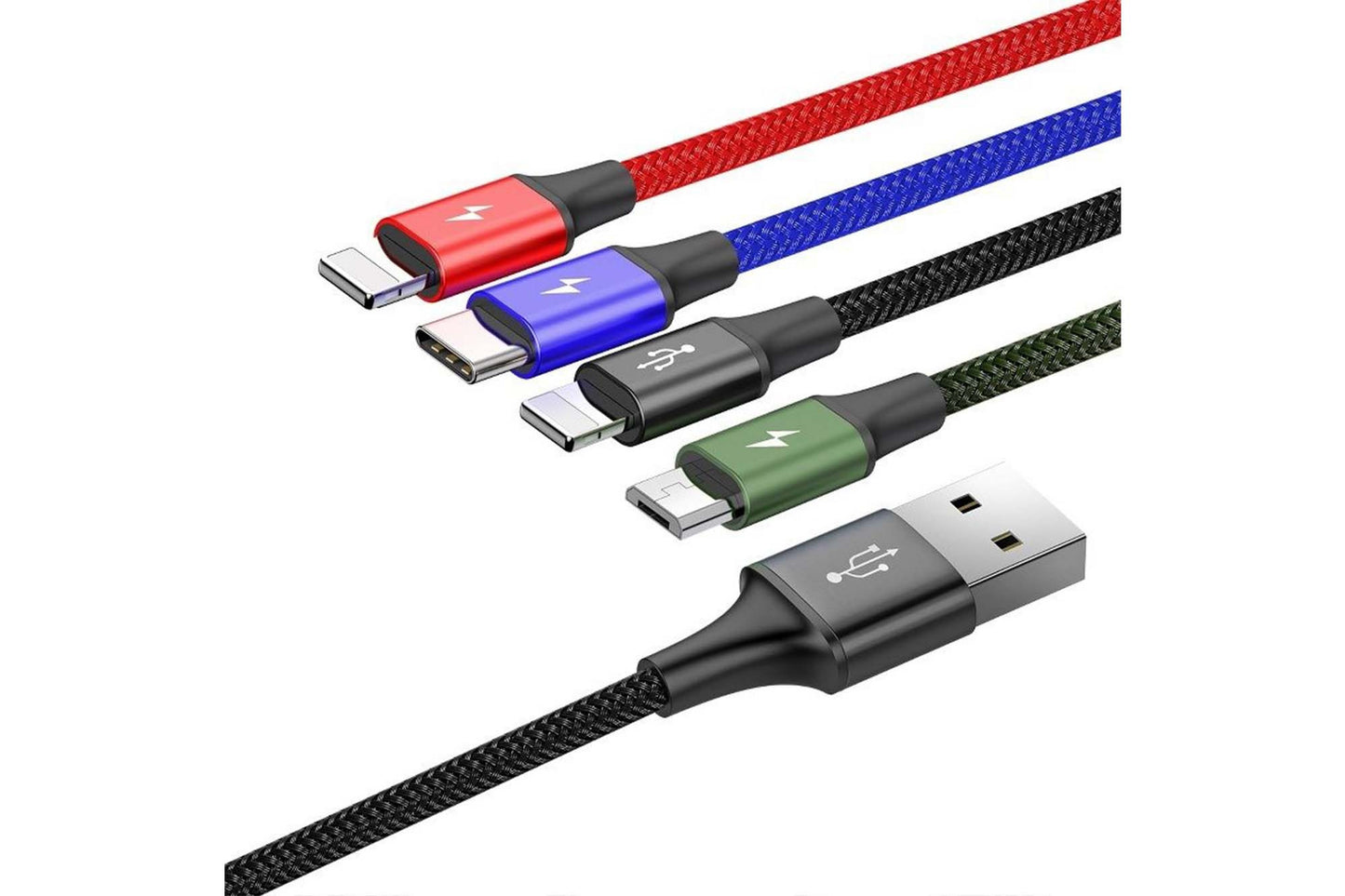 Cablu negru 4 in 1 Baseus Fast 3.5A, 120 cm, de la USB la 2x Micro-USB si 2x conectori iPhone