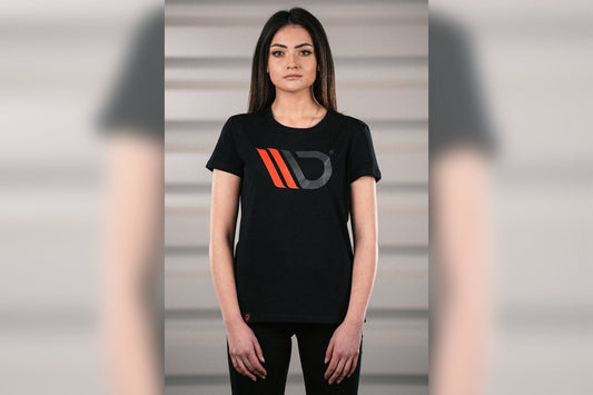 Tricou negru de dama Maxton Design cu logo rosu