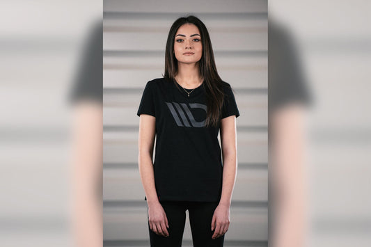 Tricou negru de dama Maxton Design cu logo gri