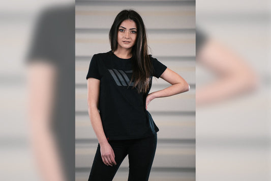 Tricou negru de dama Maxton Design cu logo gri