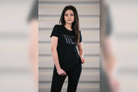 Tricou negru de dama Maxton Design cu logo gri