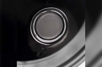 Black Amio funnel with sieve, diameter 21 cm, angled neck