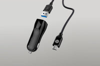 Sturdo Incarcator auto USB negru, 2xUSB, 2A, cu cablu USB Type C, 5 GB/s, 3A, 1m