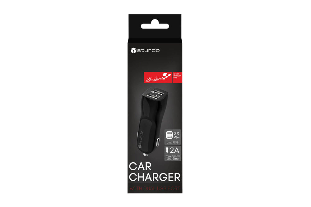Sturdo Pro Sport series încărcător auto USB negru, 2xUSB, 2A