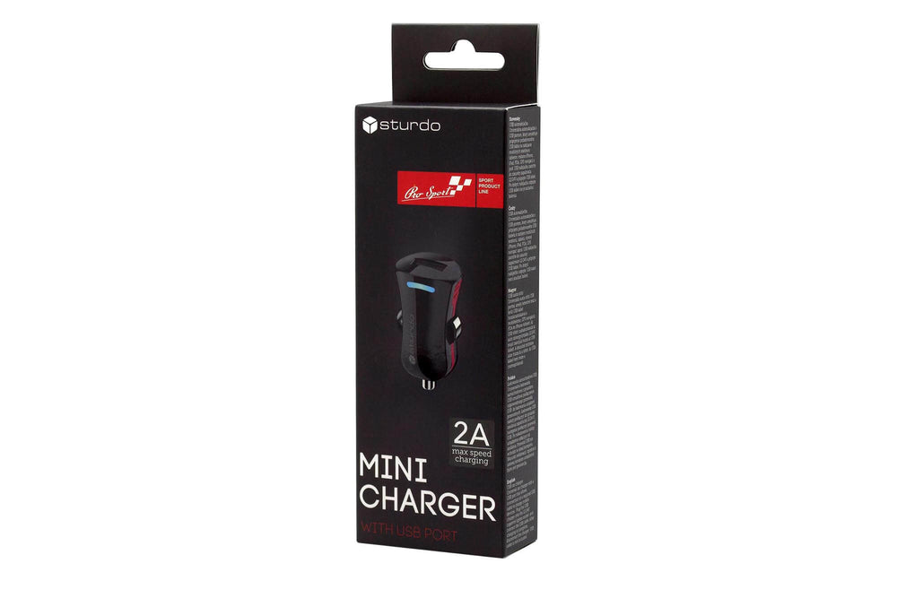Sturdo Pro Sport Series mini încărcător auto USB negru 1xUSB, 2A