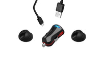Încărcător auto mini USB negru Sturdo Pro Sport series 2A, cu cablu micro USB, 1m