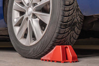 Blocator de roata - plastic, rosu, Amio, cu contor 220x80x120mm, 1 bucata