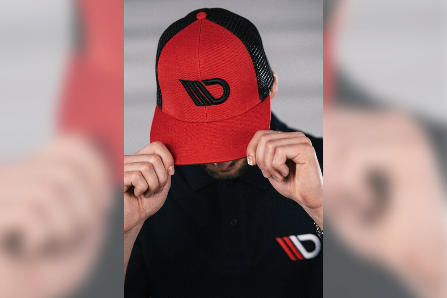 Maxton Design Red baseball cap with black logo