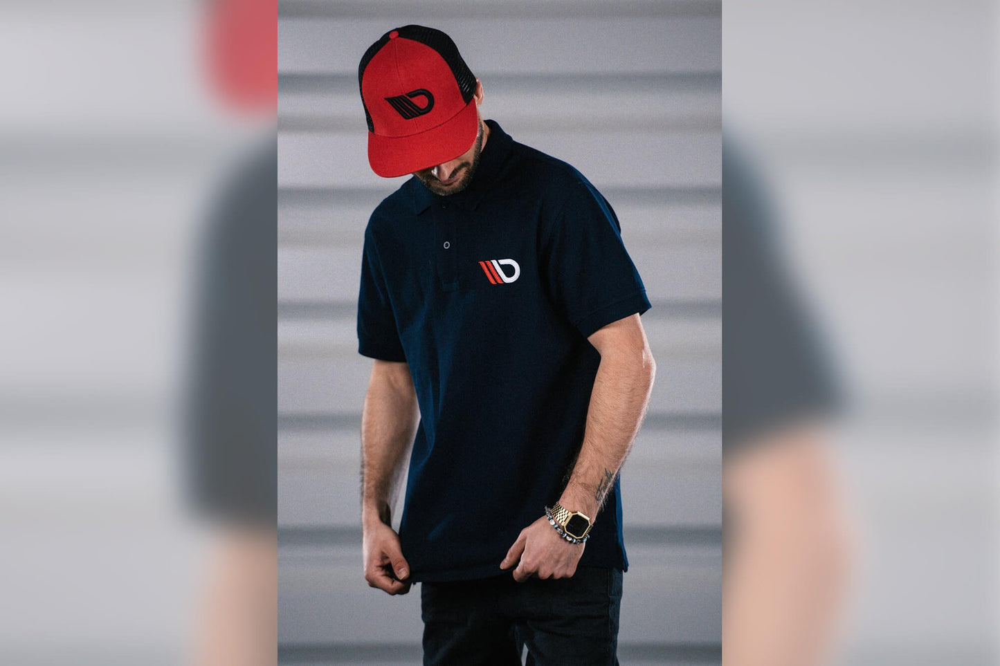 Maxton Design Red baseball cap with black logo