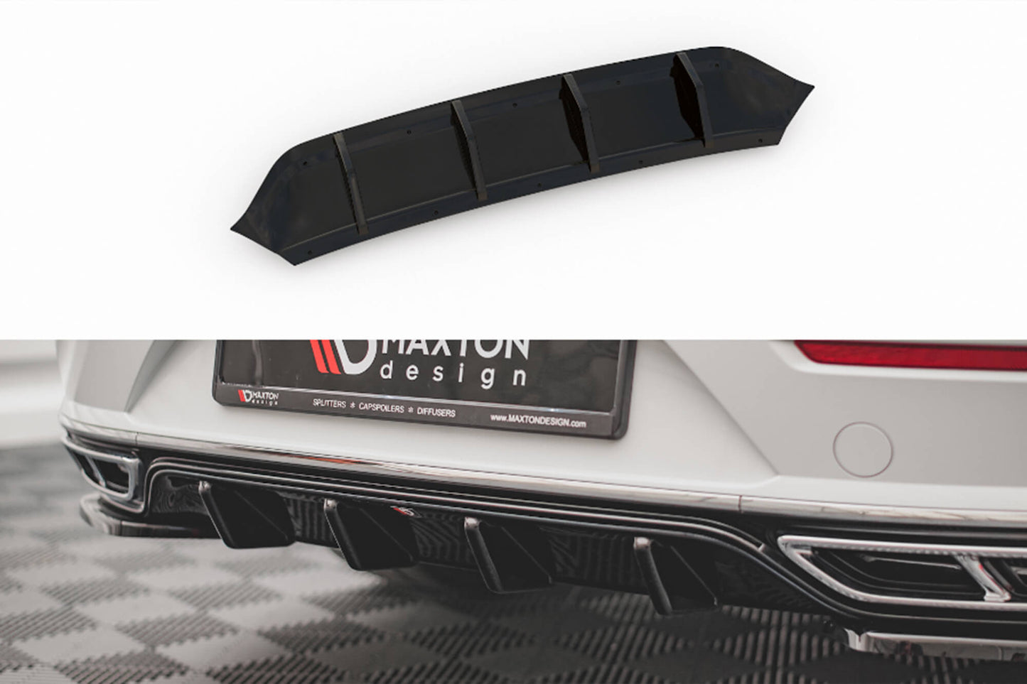 Insertie Difuser bara spate Maxton Design R-Line pentru VW Arteon (dupa 2020), negru mat