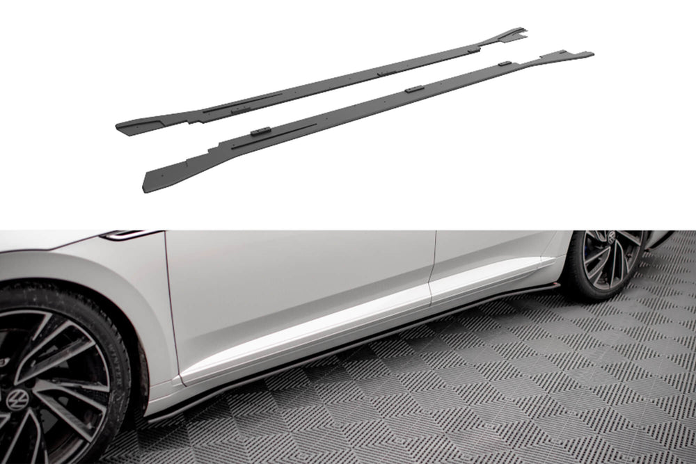 Insertii praguri Maxton Design versiunea 2 pentru Volkswagen Arteon R, R-line dupa 2020, negru mat