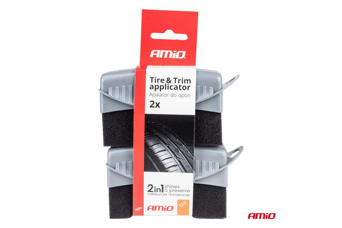 Amio Tyre Cleaning Sponges with Handle, 2 Pieces, Grey