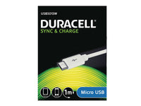 Cablu Duracell Micro USB 1m, alb