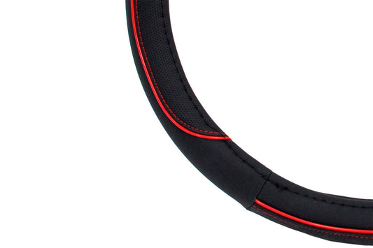 Husa volan Amio 37-39cm, negru cu ornamente rosii