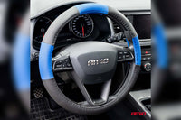 Husa volan Amio 37-39cm, neagra cu dungi albastre