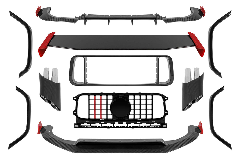 Pachet Carbon B design compatibil cu Mercedes G-Class W464 (după 2018) pentru modelul echipat cu bare AMG