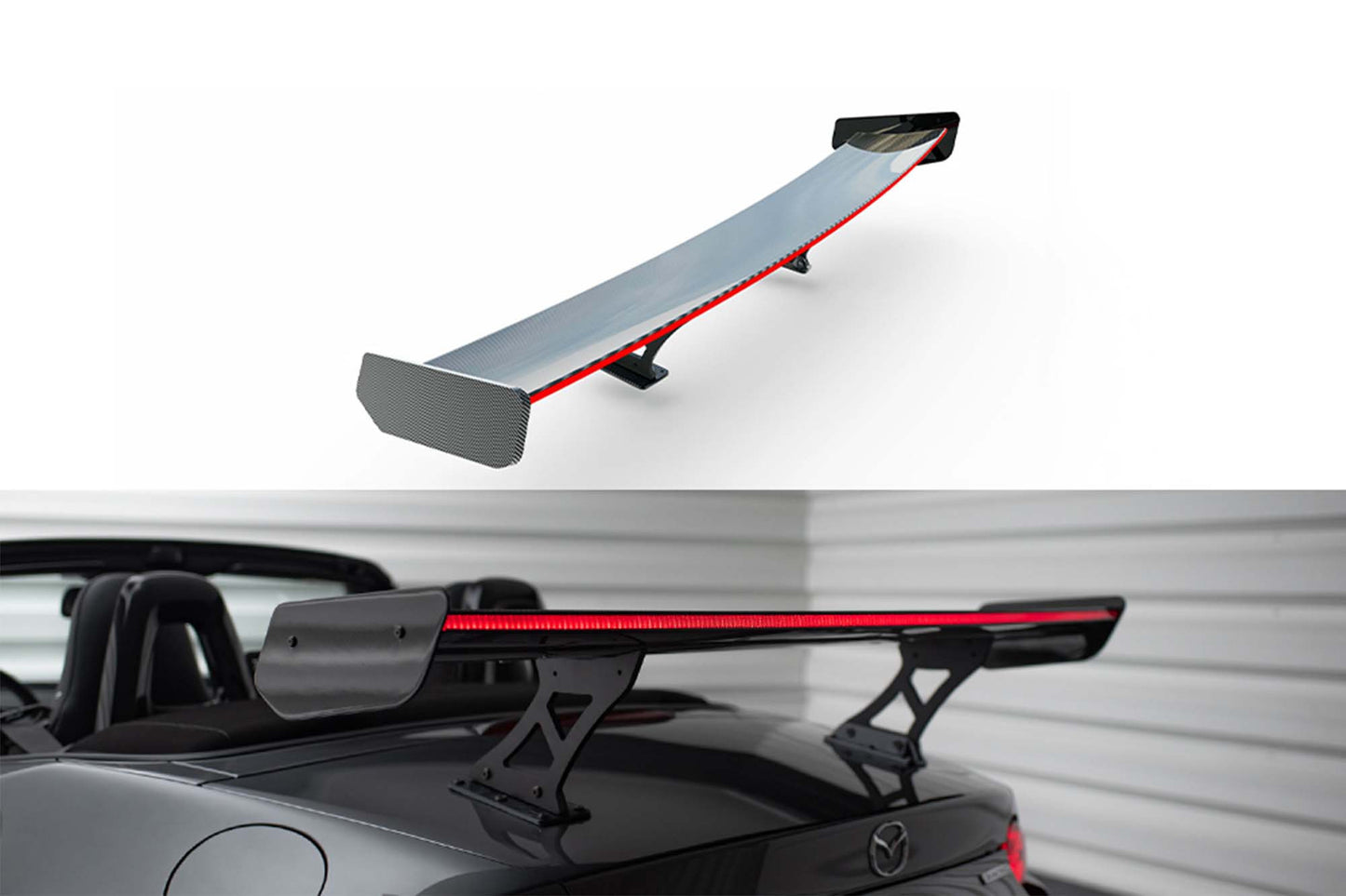 Spoiler JDM Maxton Design din carbon, model aripa cu stop de frana LED pentru Mazda MX-5 ND (dupa 2015)