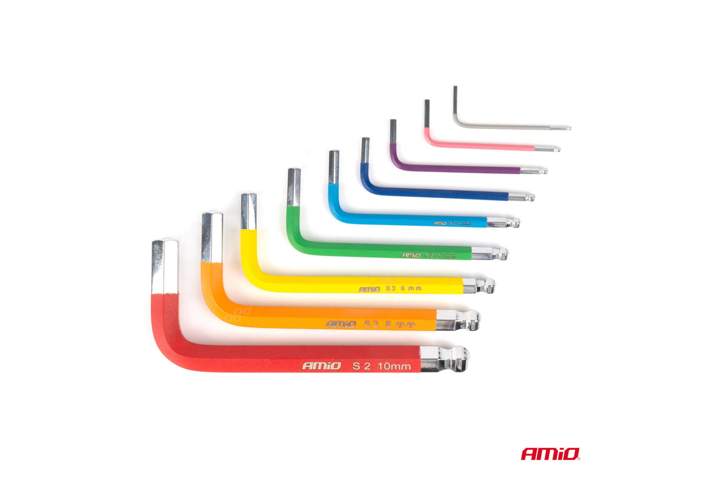 Set Amio de chei hexagonale scurte 1.5-10mm, 9 piese