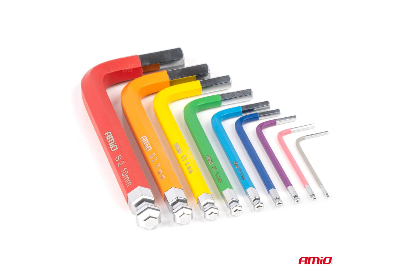 Set Amio de chei hexagonale scurte 1.5-10mm, 9 piese
