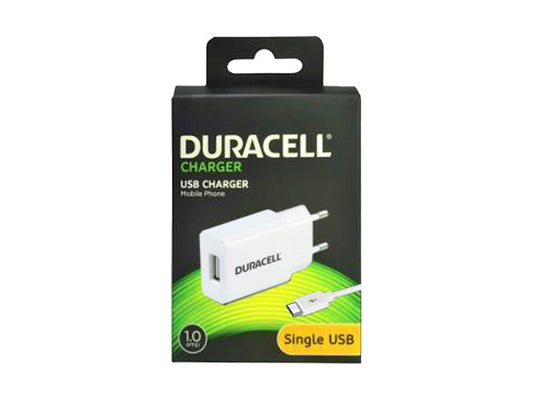 Set incarcator Duracell 220V/1A cu cablu Micro USB 1m alb