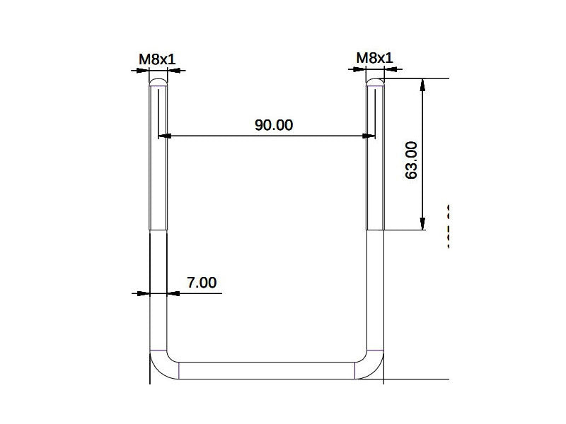 Set cârlige în formă de U pentru fixarea cutiei auto Farad, M8x1, filet de 63mm, 4 bucăți