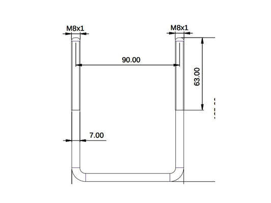 Set carlige in forma de U pentru fixarea cutiei auto Farad, M8x1, filet de 63mm, 4 bucati