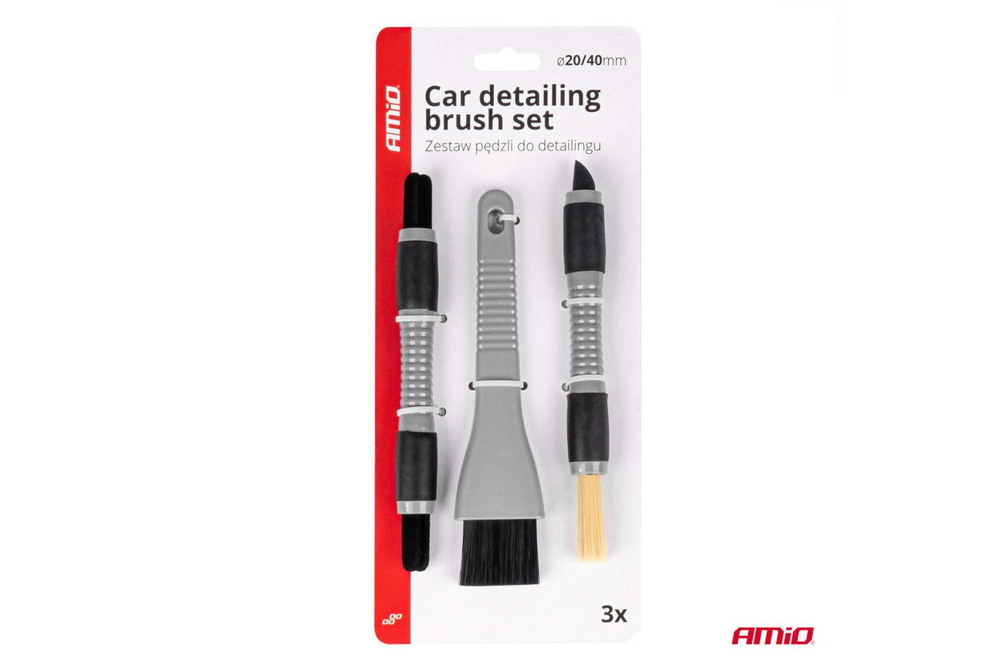 Amio Interior Cleaning and Detailing Brush Set, 3 pieces