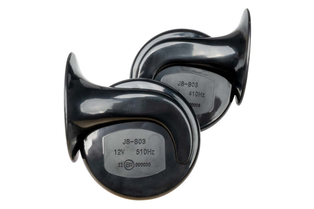 Set de claxoane Amio 410Hz și 510Hz, 12V, 110dB, 2 bucăți, negre
