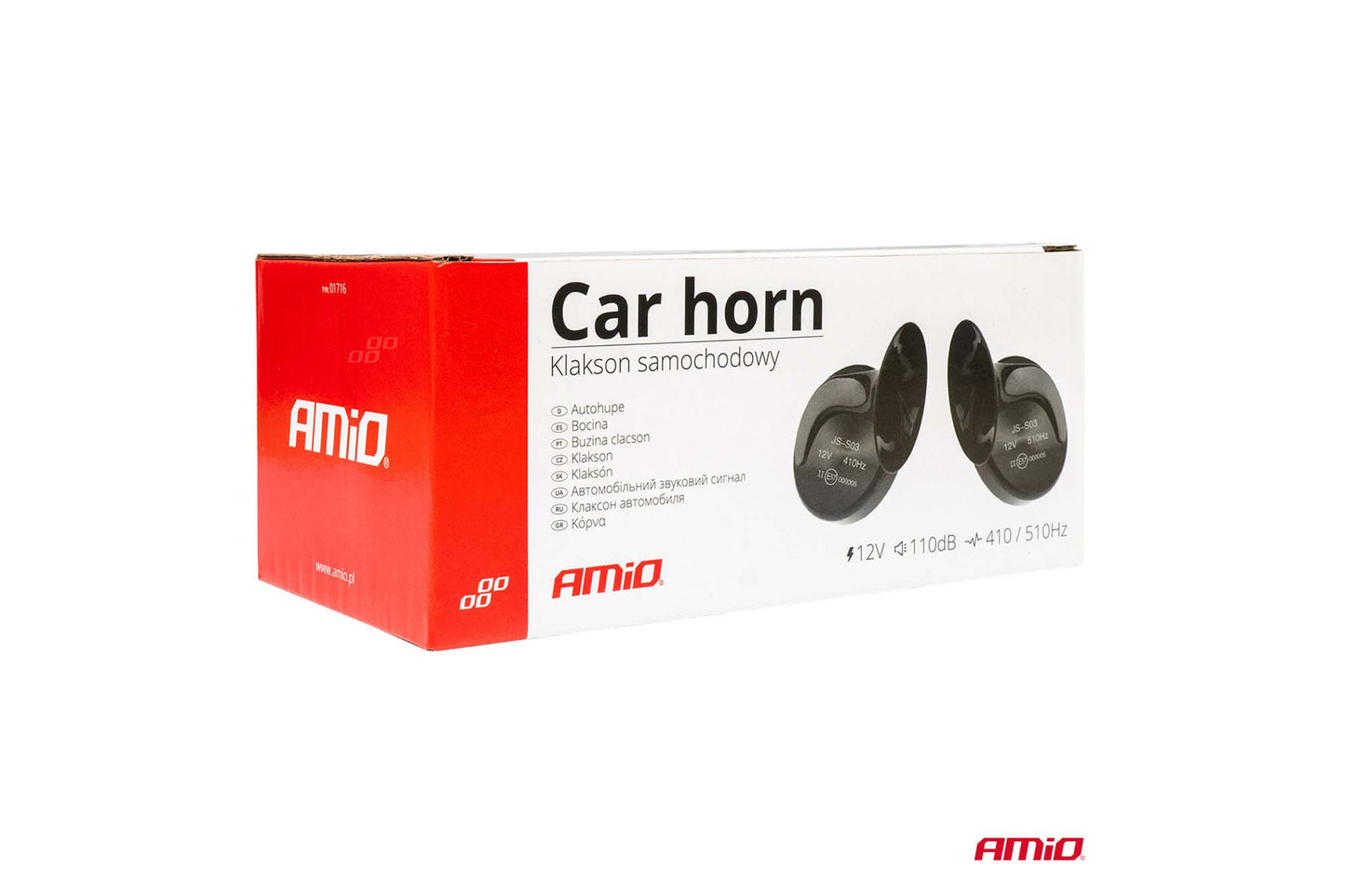 Set de claxoane Amio 410Hz și 510Hz, 12V, 110dB, 2 bucăți, negre