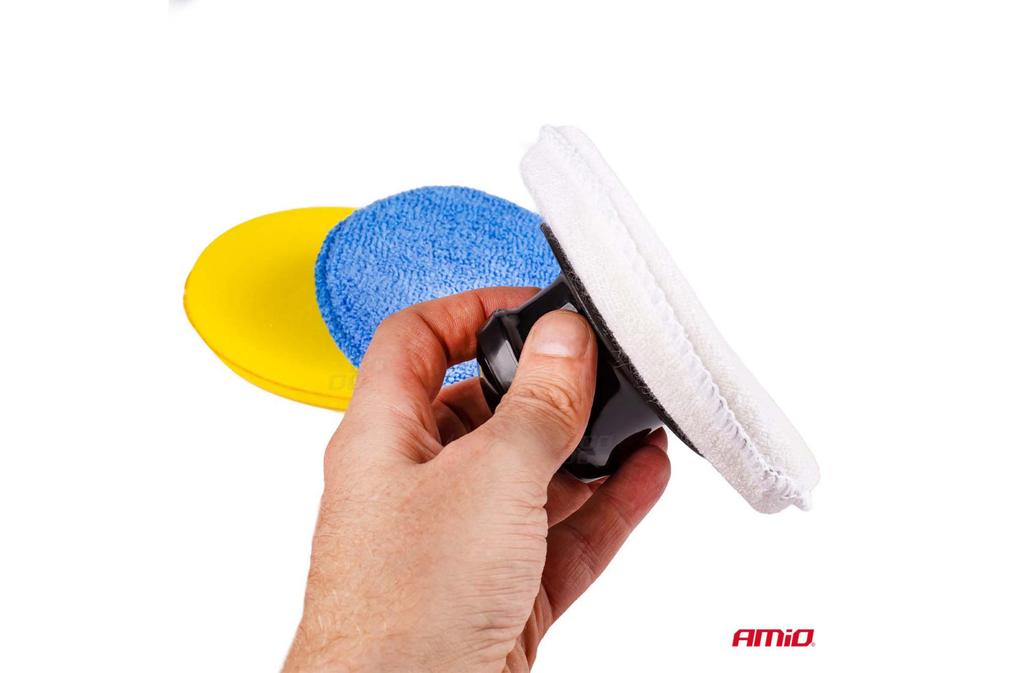 Set 3 bureți pentru curățare și lustruire Amio, 125 mm