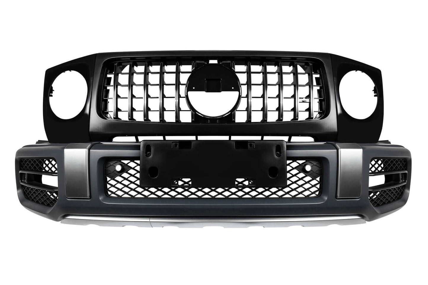 Kit tuning bară față tip 63 compatibil cu Mercedes G class W464 (după 2018), cu PDC, grilă, capace faruri, aripi laterale