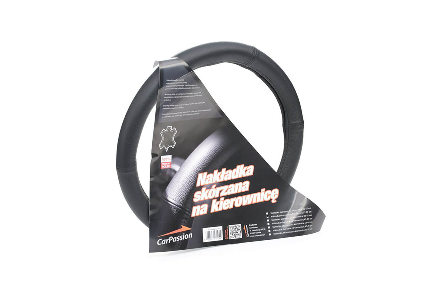 Husa volan Carpassion din piele, marimea XL 42-44cm, neagra, fara cusaturi