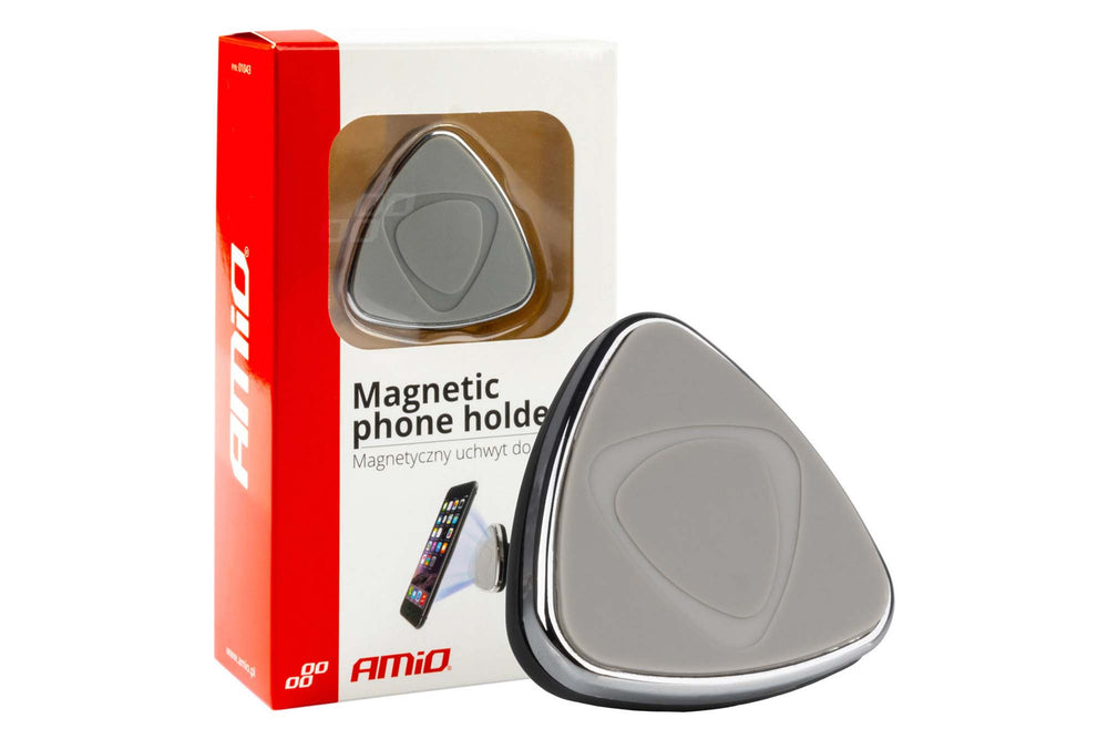 Suport telefon magnetic Amio cu capat gri - montaj pe grilele de ventilatie
