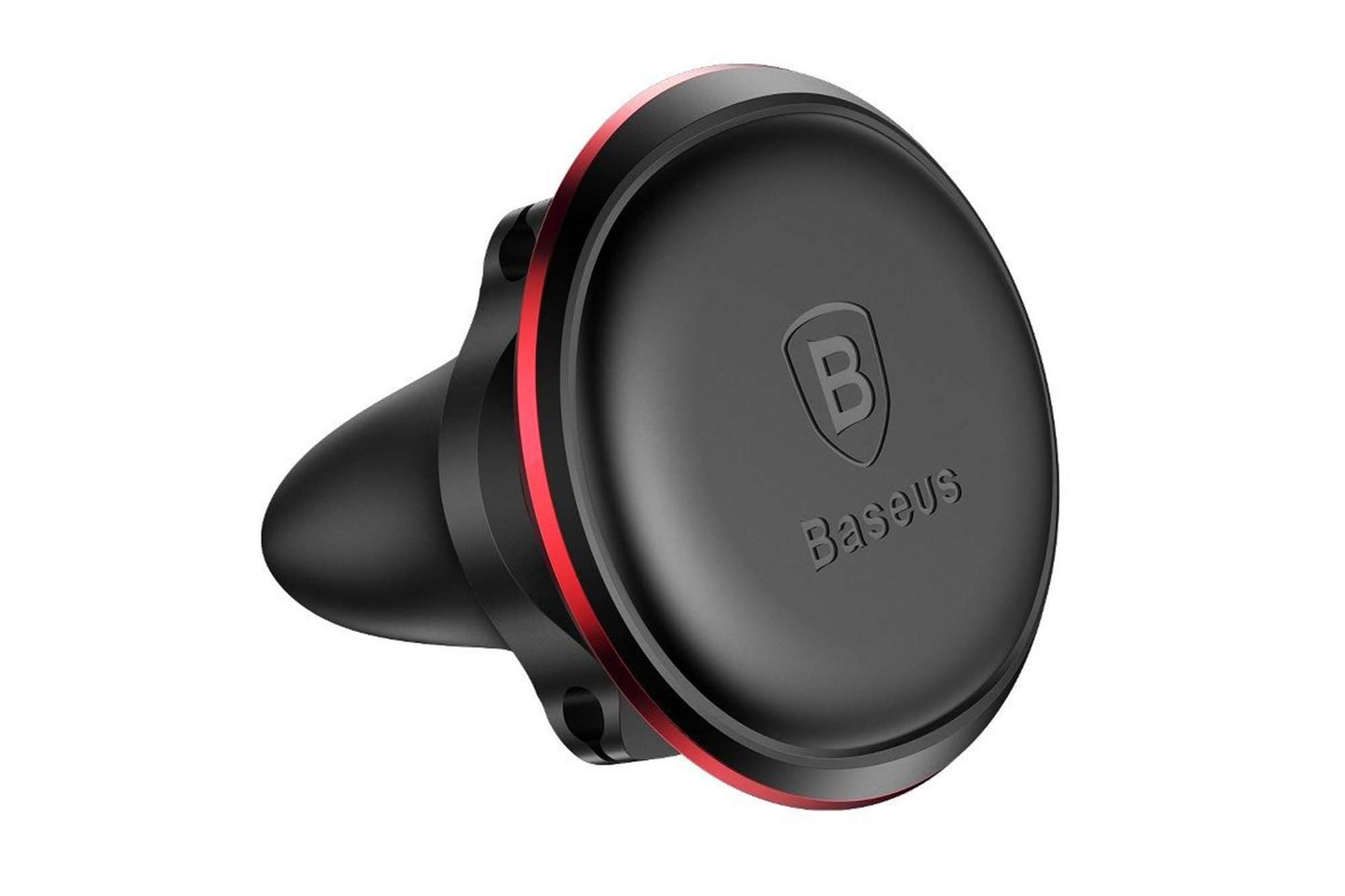 Suport telefon Baseus magnetic cu carcasa metalica rosie – montare pe grilele de ventilatie