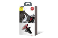 Suport telefon Baseus magnetic cu carcasa metalica rosie – montare pe grilele de ventilatie