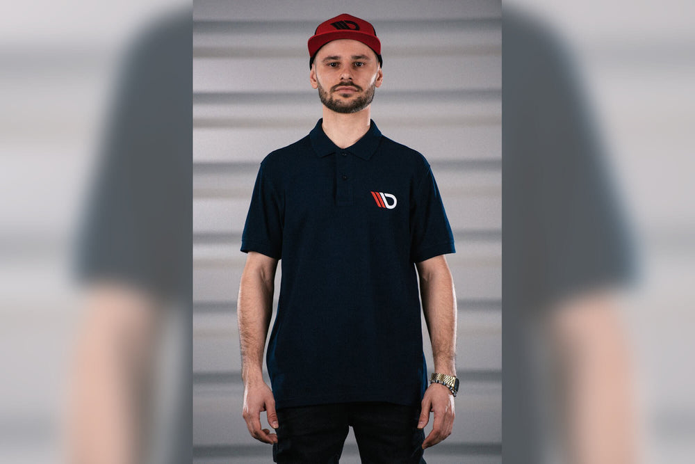 Tricou polo barbatesc Maxton Design, albastru inchis cu logo