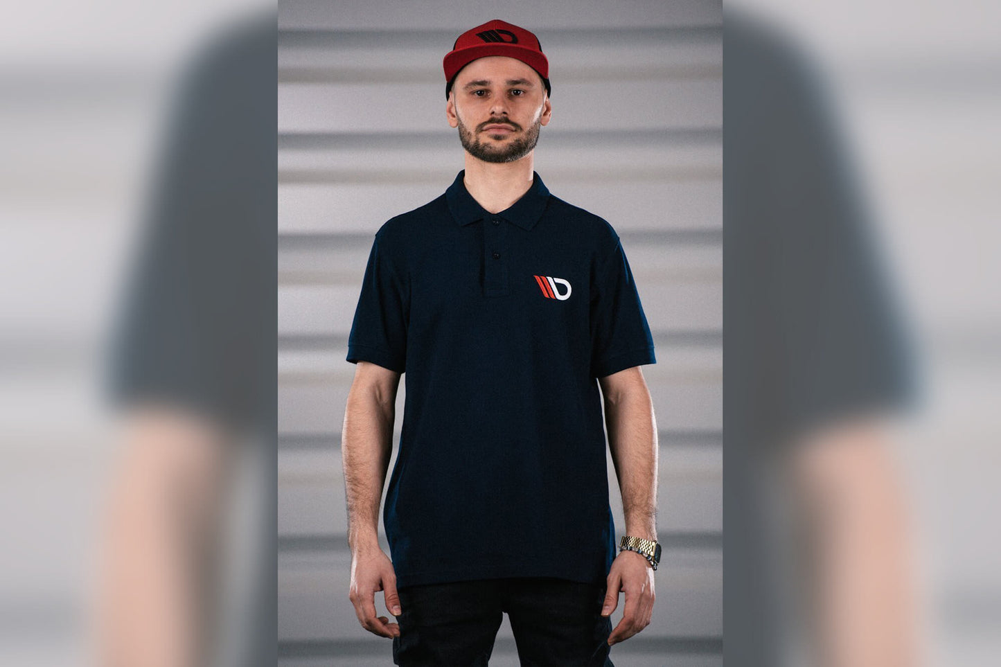 Tricou polo barbatesc Maxton Design, albastru inchis cu logo