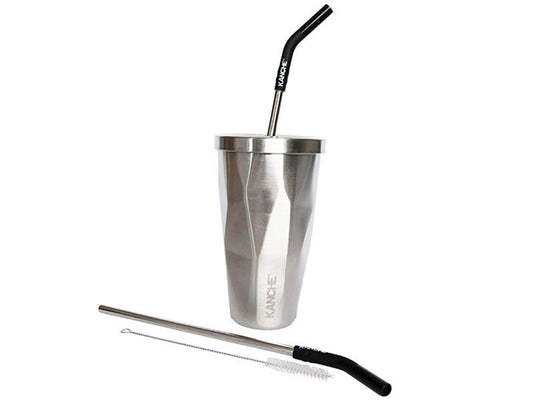 Kanche Cristal stainless steel thermal mug with straw, 500 ml