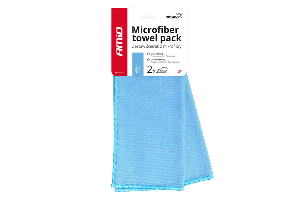 Set of 2 Amio microfiber towels for cleaning windows and mirrors, dimensions 30x40 cm