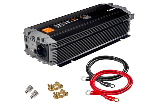 Invertor de curent monofazat Osram Pure Sine Wave Inverter 12V DC, 600W RDC, 59A, 50-60Hz, 200-240Vrms, cu un contact