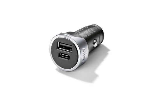 Adaptor USB original BMW pentru bricheta auto, cu porturi Tip A si Tip C