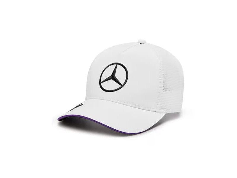 Șapcă originală Mercedes, albă, cu margine mov, Hamilton 44