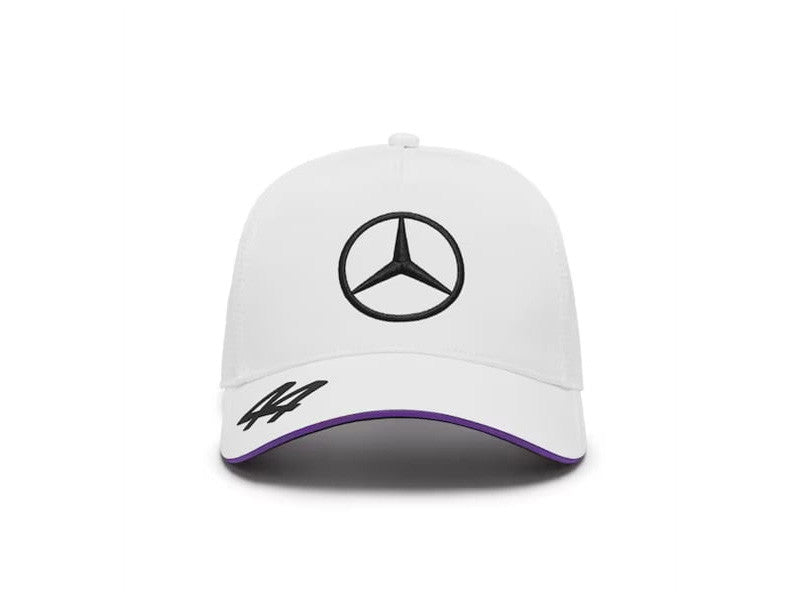 Șapcă originală Mercedes, albă, cu margine mov, Hamilton 44