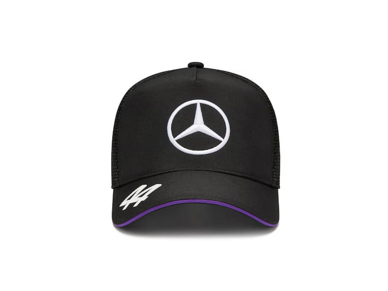 Original Mercedes cap, black, with purple brim Hamilton 44