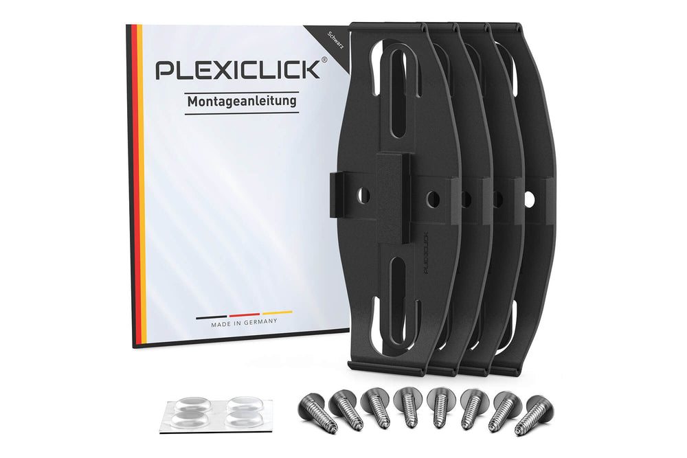 Plexiclick® - Suport invizibil pentru numar de inmatriculare, negru