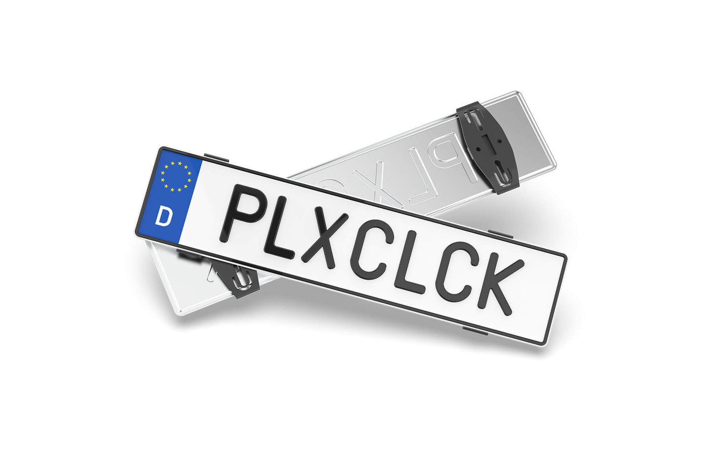 Plexiclick® - Suport invizibil pentru numar de inmatriculare, negru