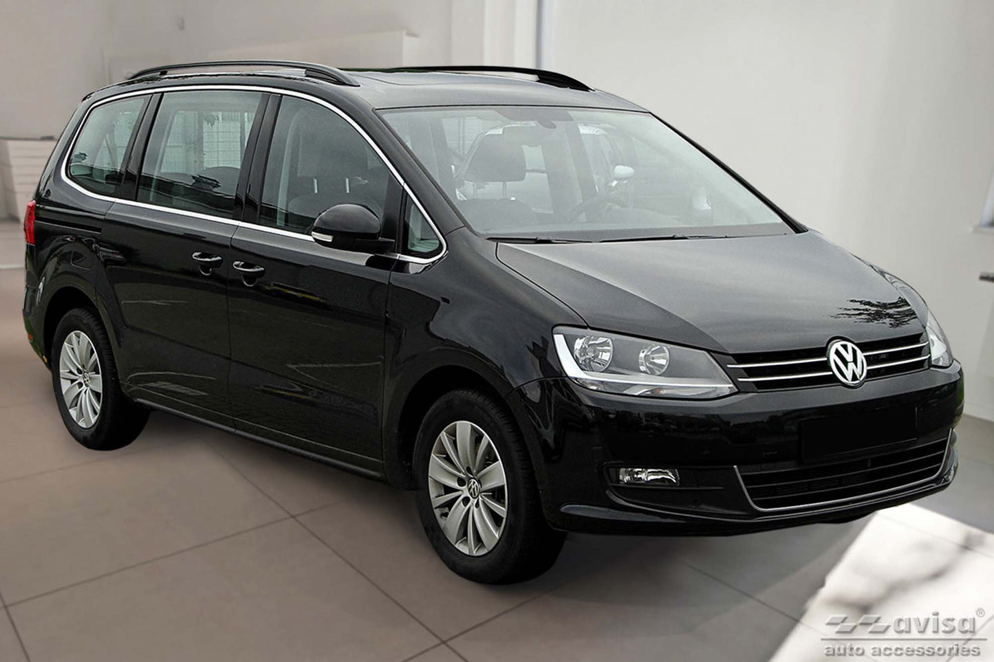 Protectie pentru bara spate Avisa - Volkswagen Sharan dupa 2010, culoare neagra