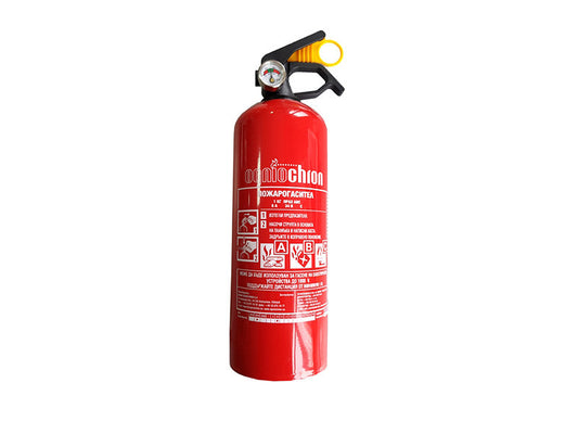 Extinctor de incendiu cu pulbere, capacitate 1kg, tip ABC, echipat cu manometru pentru verificarea presiunii
